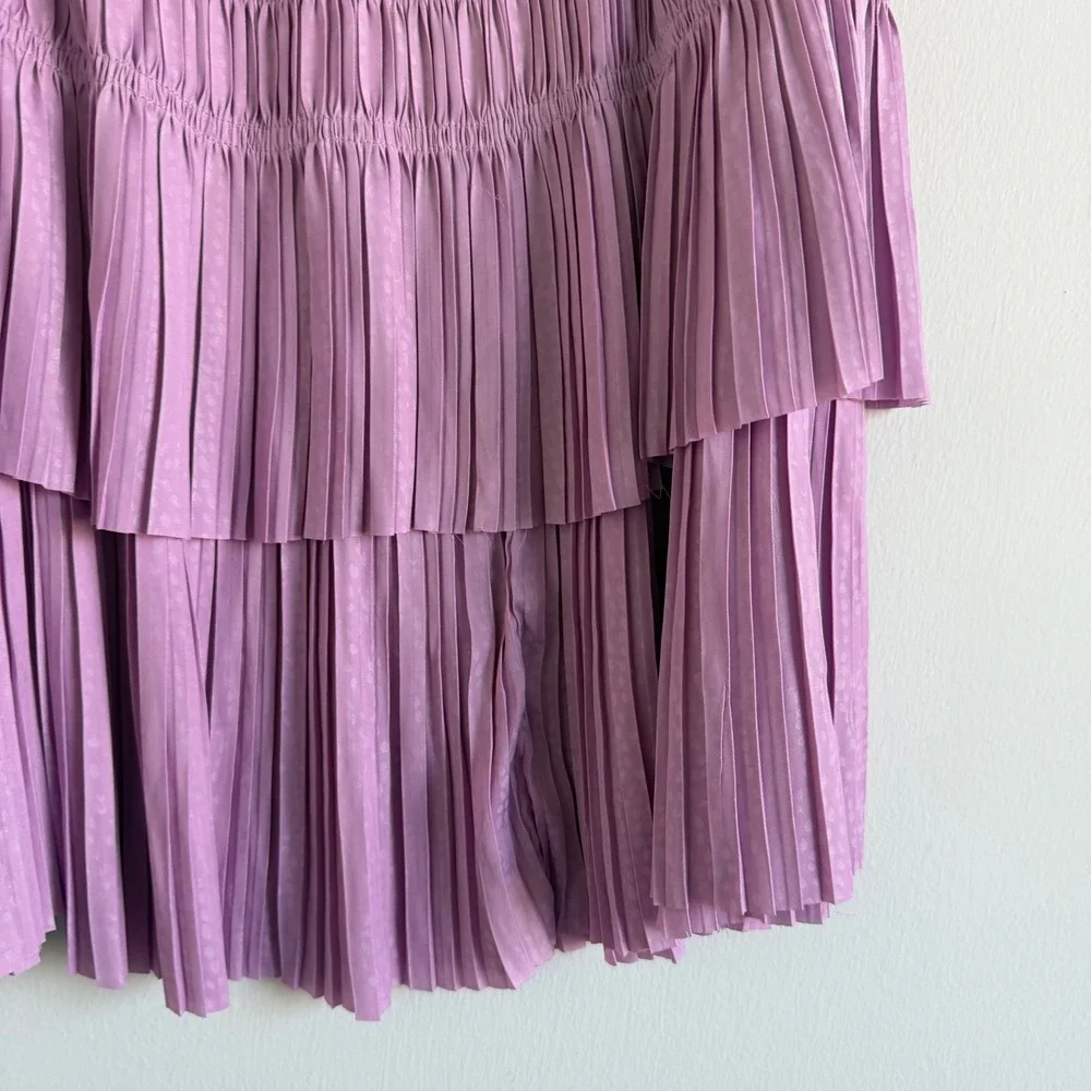 Current Air Smocked Tiered Satin Mini Skirt Size Small - Picture 9 of 9